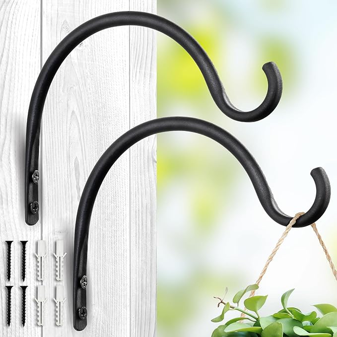 AJART Hanging Plant Hanger Outdoor: 6-Inch Bird Feeder Wall Hooks - Rust-Resistant Plant Bracket Hook for Hanging Flower Baskets