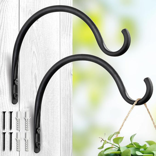 AJART Hanging Plant Hanger Outdoor: 6-Inch Bird Feeder Wall Hooks - Rust-Resistant Plant Bracket Hook for Hanging Flower Baskets