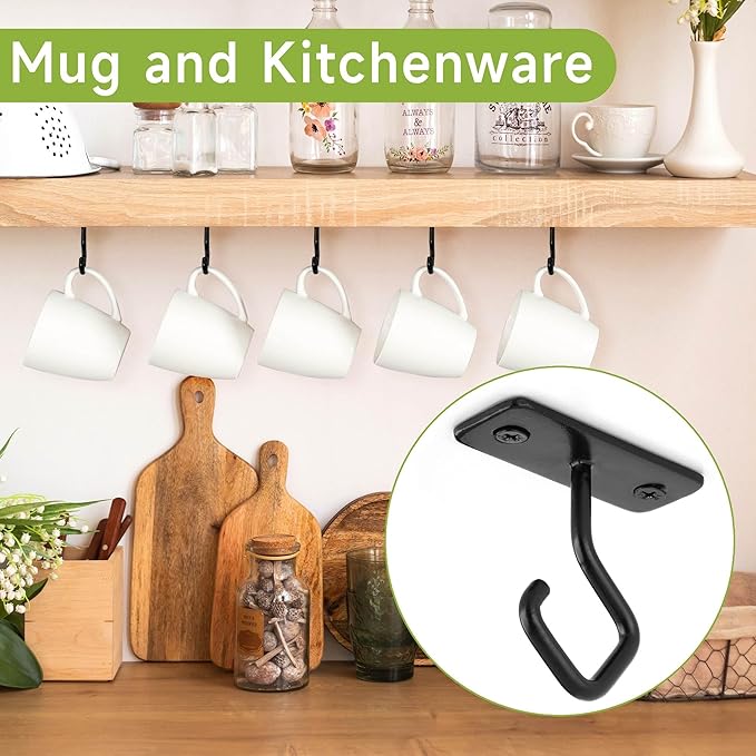 Ceiling Hooks for Hanging Plants: Iron Plant Bracket for Wall Mount - Metal Plant Hanger Indoor Hooks - 4 Pack