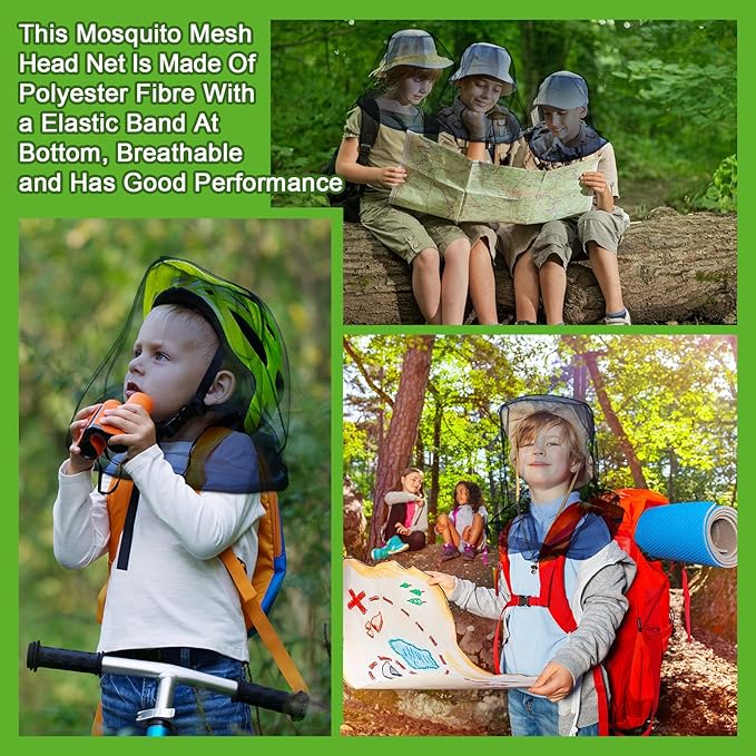 HESTYA 4 Pack Mosquito Head Net Face Mesh Protecting Net for Outdoor Hiking Camping Climbing Mosquito Fly Insects Preventing(Blue)