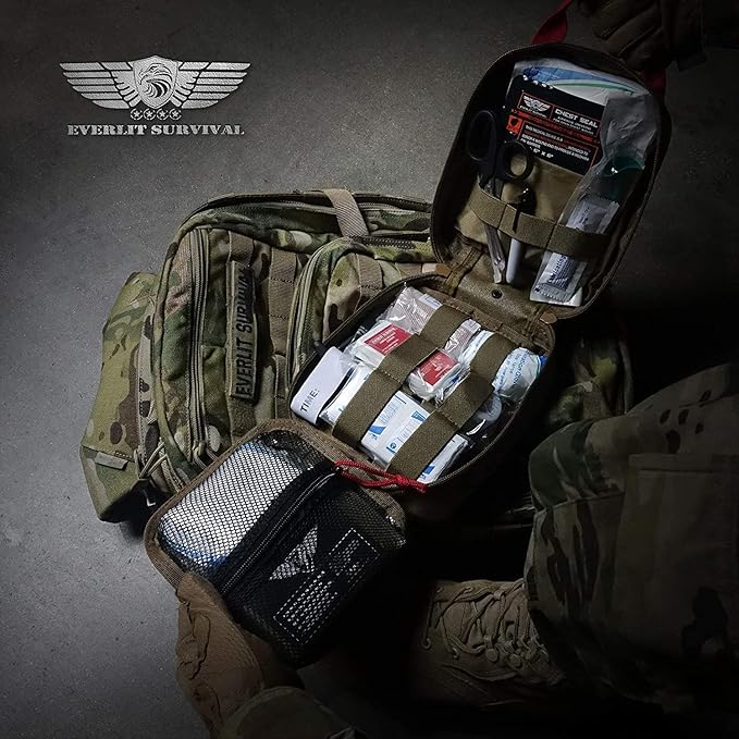 EVERLIT Occlusive Chest Seal Non-Vented Adhesive Dressing for Open Chest Injury and Sucking Chest Wound (6 Count)