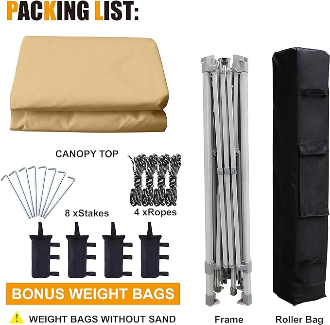 COOSHADE 13x13Ft Pop Up Canopy Tent Instant Folding Shelter 169 Square Feet Large Outdoor Sun Protection Shade(Beige)