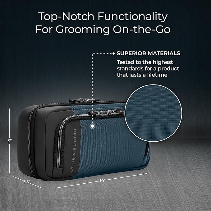 Briggs & Riley Toiletry Kit - Travel Bags for Women & Men, Organizer for Vacation, Dopp Kit for Bathroom Accessories, Makeup, & Skincare