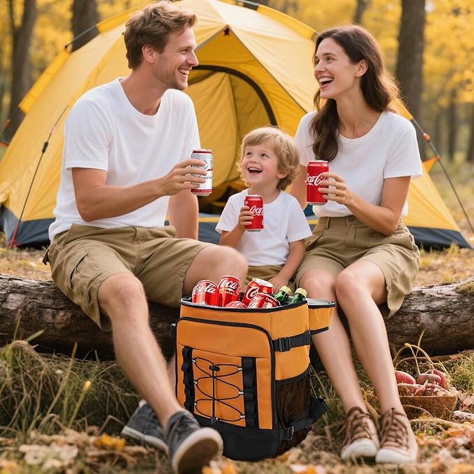 Cooler Backpack - 40 Cans Insulated Backpack Cooler for Men & Women, Portable 2 Leak Proof Compartments Coolers Bag for Beach Travel Picnic Lunch Hiking BBQ Camping - MIYCOO