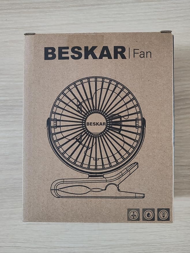 BESKAR Clip on Fan, 360° Rotation Quiet Stroller Fans with Strong Airflow,3 Speeds, Portable Small Fans with Sturdy Clamp,Perfect Personal Cooling Fan for Office Table Bedroom Kitchen