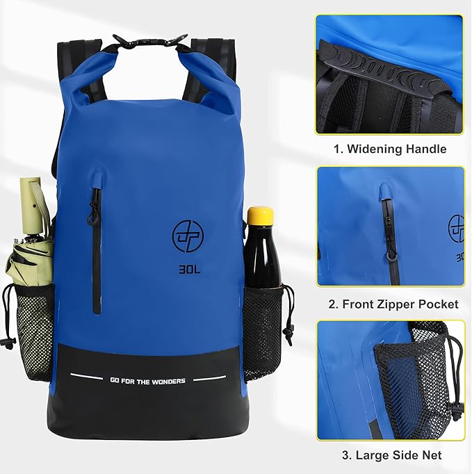UPWELL 30L Waterproof Dry Bag Boating Backpack for Travel Hiking Camping Kayaking Hiking Swimming Floating Submersible Dry Bag blue