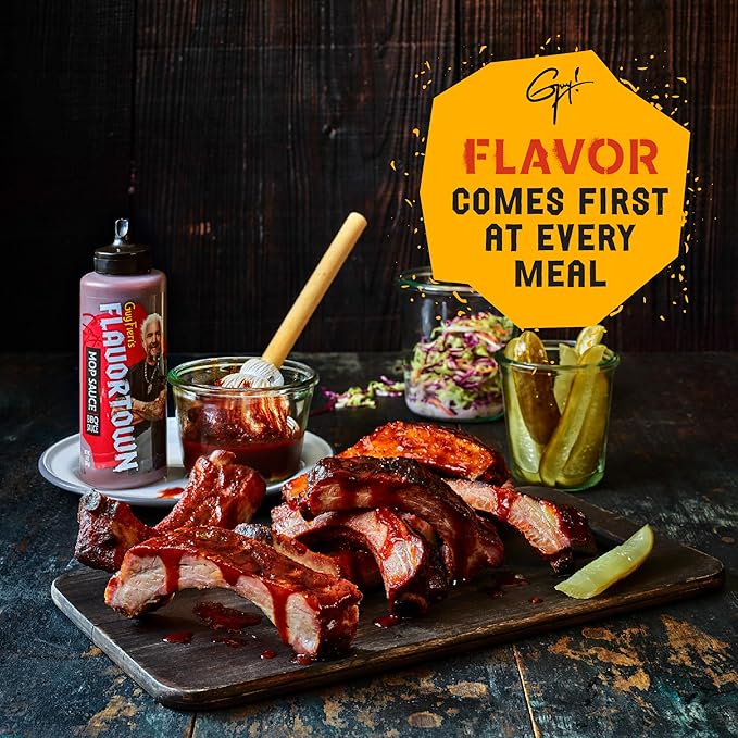 Guy Fieri’s Flavortown BBQ Sauce Variety Pack - Mop Sauce, Carolina BBQ Sauce - Barbecue Sauce Set, Moppin Sauce, Sweet & Tangy, Mustard BBQ Sauce, Beef Brisket Marinade - 12 Oz Each (Pack of 2)