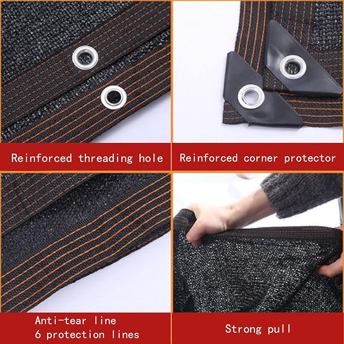 90% Shade Cloth 10 ft X 12 ft Shade Tarp Black Taped Edge with Grommets,Black Patio Shades Sun Blocking
