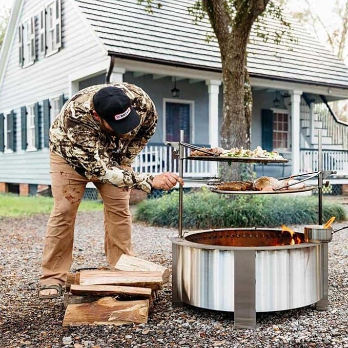 Breeo Smokeless Fire Pit (X Series 30, Stainless Steel) | 34.5 inch Smokeless Firepit for Outside | 94 Pounds | Ideal for Families Compatible with Wide Range of Breeo Accessories