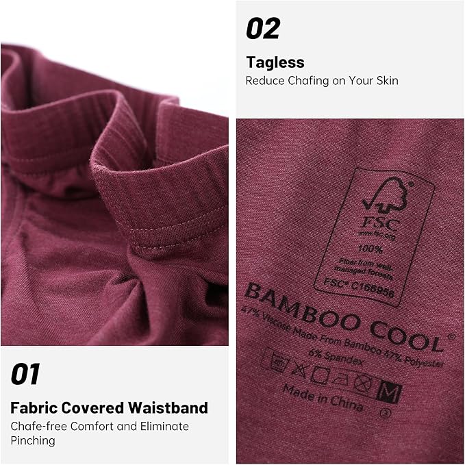 BAMBOO COOL Men's Underwear Briefs Fabric Covered Waistband Underwear Breathable Briefs with 3D Pouch Tagless Panties for Men