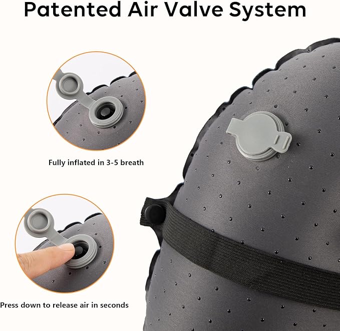 TOBTOS Inflatable Camping Pillow for Camping, Ultralight Backpacking Pillow, Ergonomic Support for Neck & Lumbar, Blow Up Air for Travel, Hiking, Outdoor (Orange)