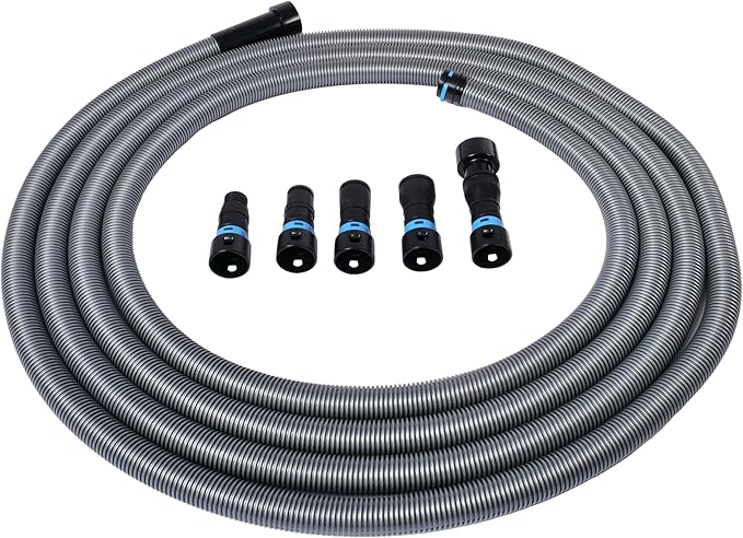 Cen-Tec Systems 94731 Quick Click 30 Ft. Hose for Home and Shop Vacuums with Expanded Multi-Brand Power Tool Adapter Set for Dust Collection