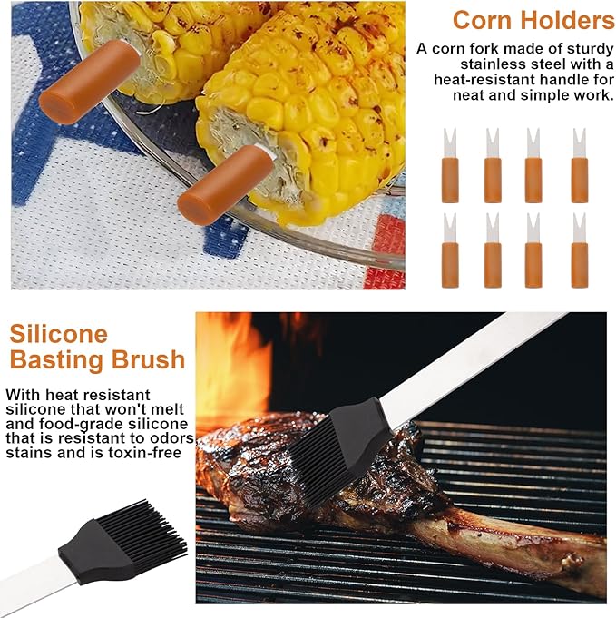 Supernal 21Pcs Deluxe Grill Tool Set Extra Thick Stainless Steel Grill Tool Set for Men Heavy Duty BBQ Tool Set Outdoor Grill with Aluminum Case with Grill Spatula Tongs and Brush Gifts for Men & Dad