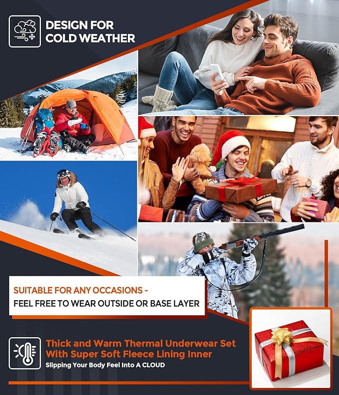 CL convallaria Thermal Underwear Long Johns Set Mens Winter Gift Hunting Gear Sport Base Layer Bottom Top