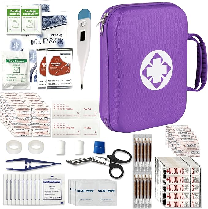 First-Aid Portable-Home Emergency-Kit Car-Travel - 299Pcs Urgent Basic First Aid Set Earthquake Emergency Kit Outdoor Backpacking Gear for Hiking Office Purple AMORNING