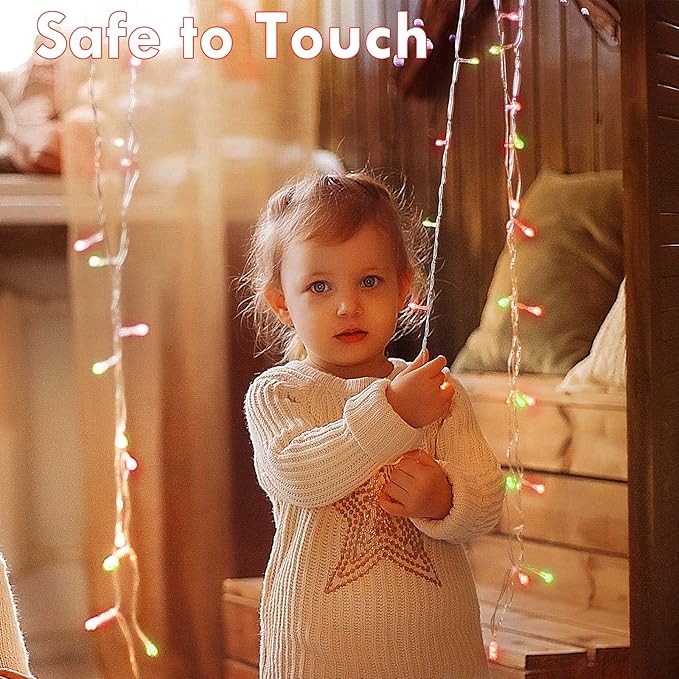 Extra-Long String Lights Outdoor Indoor, 200 LED Upgraded Super Bright Christmas Lights, Waterproof 8 Modes Plug in Clear Wire Fairy Light for Bedroom Party Wedding Garden Patio Tree (Red & Green)