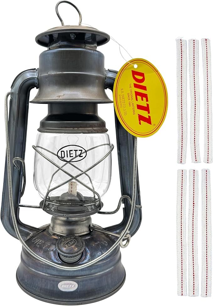 Light of Mine - Dietz #76 Original Unfinished Oil Lantern with 1/2" Replacement Wick Strips (Unfinished)