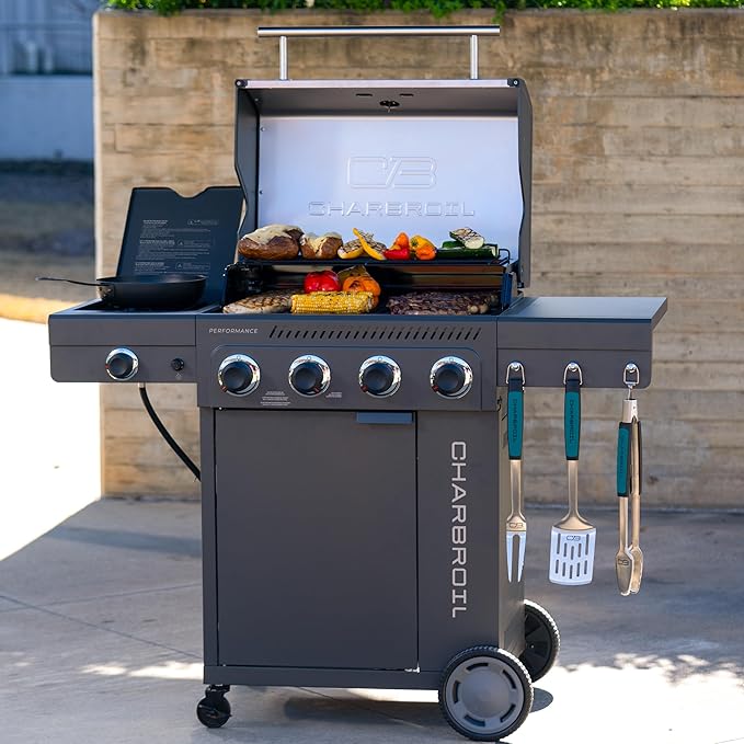 Charbroil Performance Series 4-Burner Gas Grill Cabinet with Side Burner, Gray - 463254025