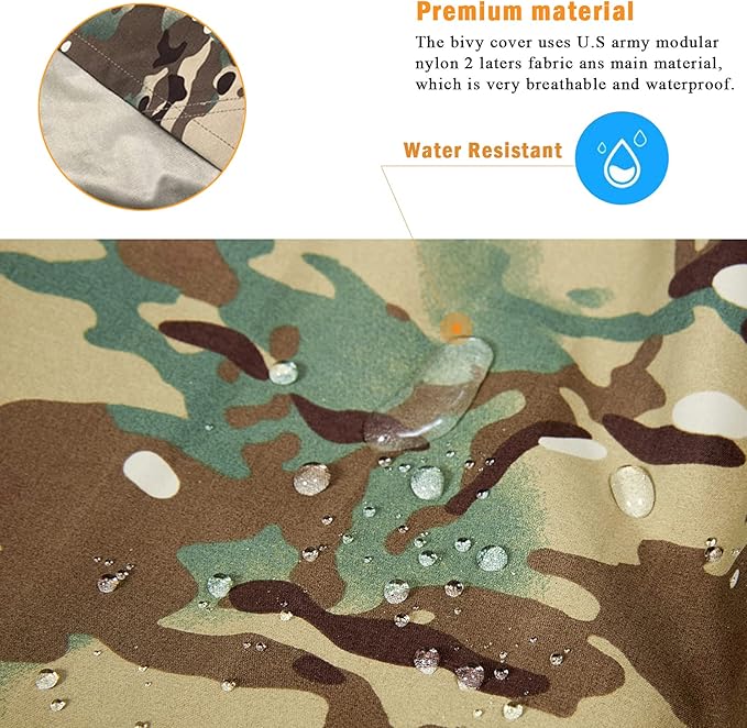 Bivy Cover Sack for Military Army Modular Sleeping System, Waterproof Outer Shell for Sleeping Bag, Minimalist Stealth Shelter