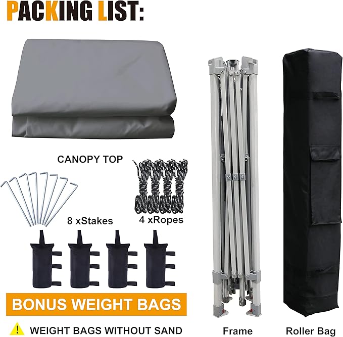 COOSHADE 13x13Ft Pop Up Canopy Tent Instant Folding Shelter 169 Square Feet Large Outdoor Sun Protection Shade(Grey)