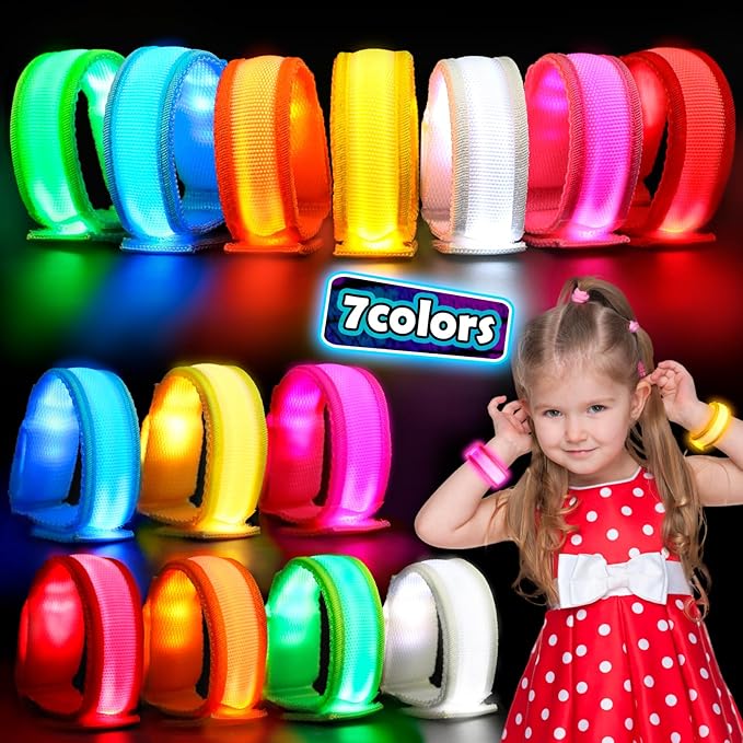 14/7 PCS LED Glow Bracelets, LED Light Up Bracelets for Kids Adults, Glow in The Dark Party Favors Supplies for Night Events, Concerts Rave Sports Accessories…