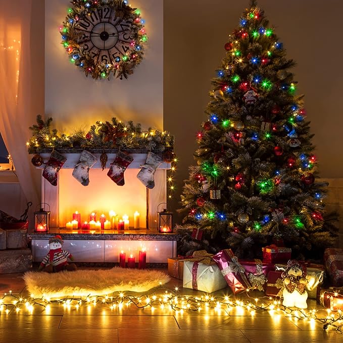 JMEXSUSS 250 LED Warm White and Multicolor Christmas String Lights Indoor Outdoor Waterproof for Garden Patio Party Halloween Christmas Decorations