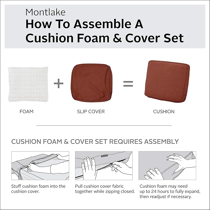 Classic Accessories Montlake Water-Resistant 19 x 20 x 4 Inch Patio Lounge Back Cushion, Heather Henna Red, Outdoor Loveseat Cushions