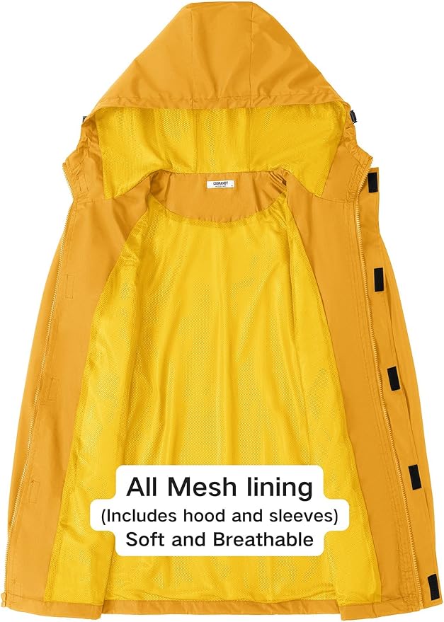 COOFANDY Men's Rain Jacket Waterproof With Hood Lightweight Packable Shell Raincoat Windbreaker For Cycling Golf Travel