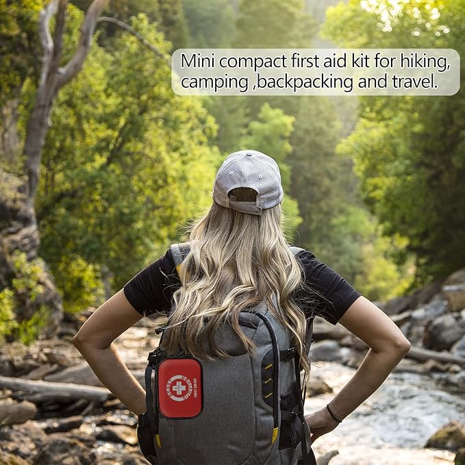 Mini Durable First aid kit -Small Hard Shell Medical Kit for Home, Businesses -Waterproof EVA Emergency First Aid Supplies -Perfect for Boat, Sports, Car, Hiking, First Aid Kit Bag, Survival kit