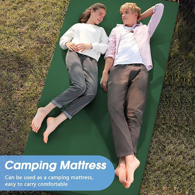 CYMULA Memory Foam Camping Mattress Pad,3inch Sleeping Pad for Camping,Non-Slip Bottom Floor Cot Car Mattress Bed with Retaining Portable Roll up Mattress Pad Mat for Travel Truck Guest Bed Tent