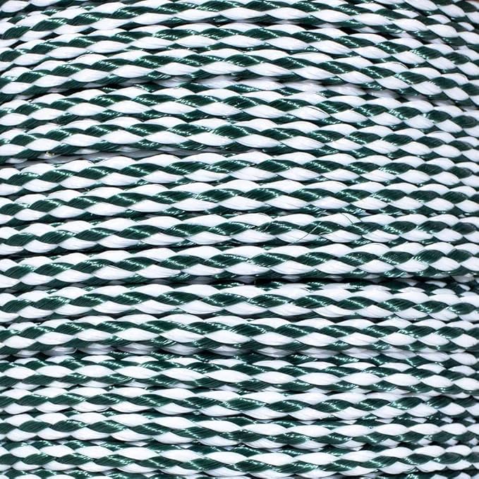 Hollow Braid Polypropylene Rope (1/2 Inch, 100 Feet, Hunter Green and White) - Barrier Rope - Trail Marking, Crowd Control, Golf Courses