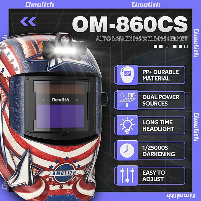 1/1/1/1 True Color Auto Darkening Welding Helmet with light, Solar Powered Wide Shade 4/9-13 for TIG MIG Stick Weld Hood Welding Mask