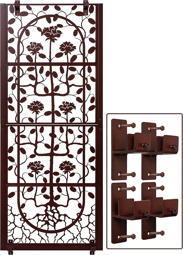 H Potter Wall Trellis Patio Deck Garden Balcony for Climbing Plants Metal Art Decor Decorative Privacy Screen Panel Outdoor Indoor Backyard Roses Vines Wall Brackets Included