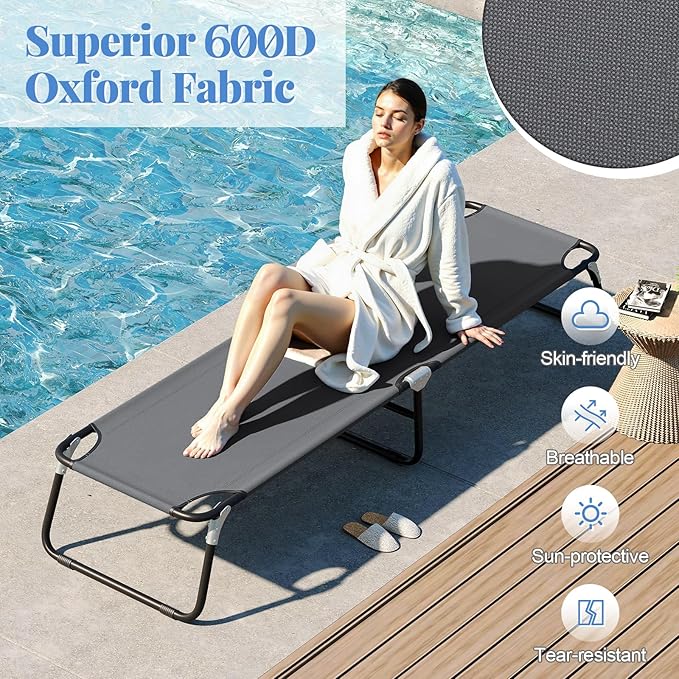 Goplus Folding Camping Cot, Heavy Duty Collapsible Foldable Camping Bed for Adults Kids with Non-Slip Foot Pad, Indoor Outdoor Portable Sleeping Cot for Hiking, Camping, Fishing