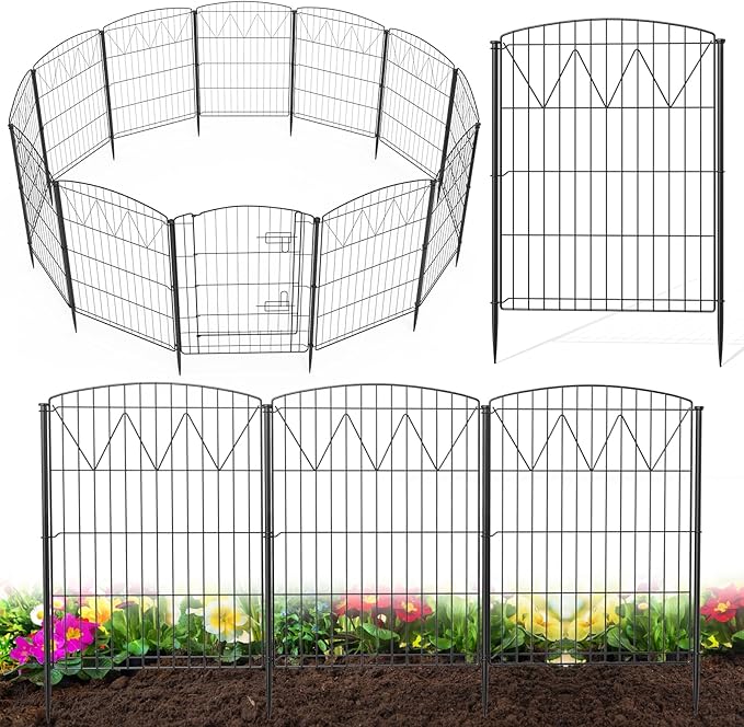 Jocoevel Garden Fence 12 Panels, 29.7 in(H) x 23.4 ft(L) No Dig Decorative Fencing, Rustproof Metal Fence Border for Garden Beds, Outdoor Temporary Dog Fence for Yard Patio