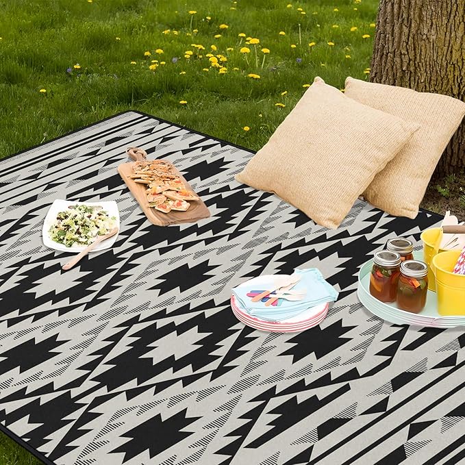 Boho Picnic Blankets Waterproof Foldable, 60″X80″ Thick Three Layer Picnic Mat Tribal Outdoor Blanket for Grass, Beach Blanket Sandproof Picnic Accessories for Camping Party Park Patio
