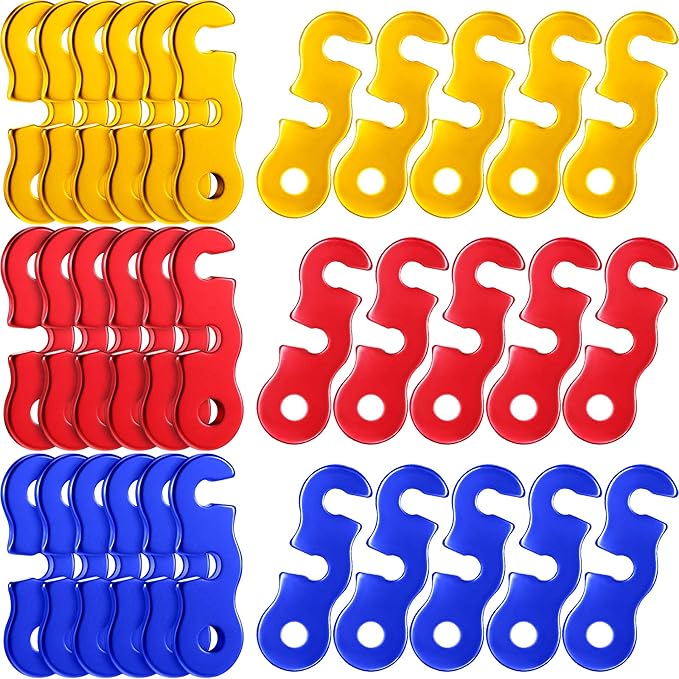 Sumind 30 Pieces Tensioner Aluminum Alloy Camping Tent Rope Adjuster Guyline Aluminum Cord Adjusters Tensioners Wind Rope Buckles for Camping Hiking Backpacking Outdoor Activity