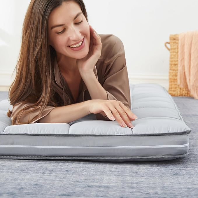 4Inch Cot Mattress Topper,Twin Gel Infused Memory Foam,Machine Washable Pillow Top Cover,Roll Up Floors Mat,Portable Folding Sleep Pad(75 X 38“)