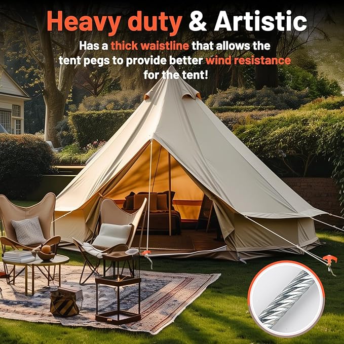 8Pcs Heavy Duty Tent Stakes AVOFOREST 9.8 inch Tent Stakes Portable Camping Stakes for Camping Patio, Garden, Canopies, Grassland, Outdoor Orange