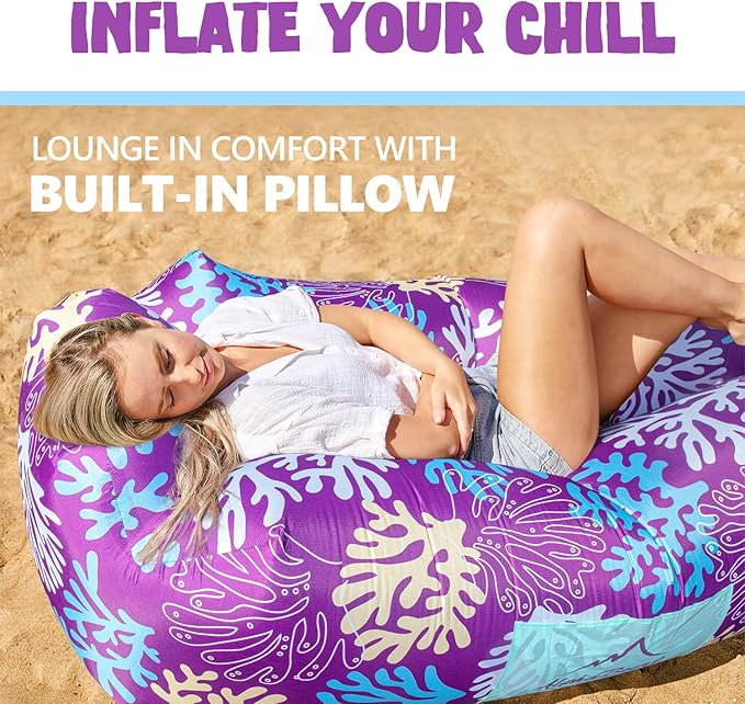 AlphaBeing Inflatable Lounger Beach Chair Accessories, Air Sofa Hammock Inflatable Couch for Camping Backyard Lakeside with Compression Sacks, Ideal Outdoor Gifts for Adults
