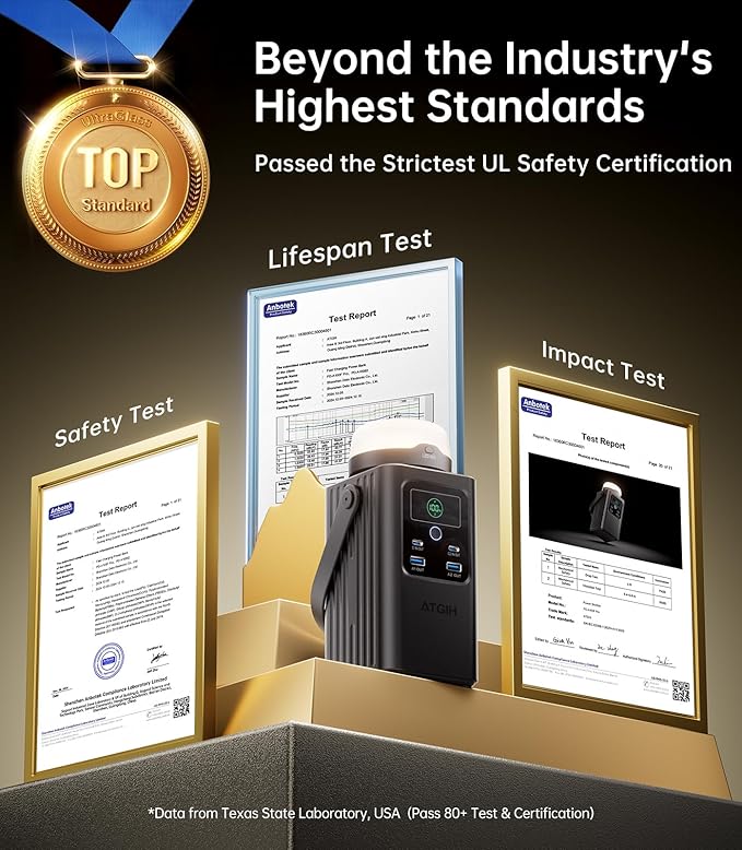 Camping Portable Power Station 198.4Wh, [4-Port Fast Charging] LiFePO4 Battery Power Bank Small Electric Generator with Detachable Light, 100W USB-C Output for Home Backup Outdoor Emergency