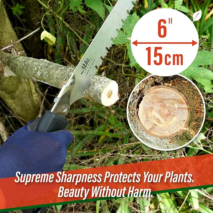 SUIZAN Pruning Saw 10.6" Gullet Blade - Professional Japanese Tree Trimming Handsaw Pullsaw Gardening Tools