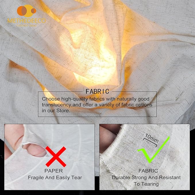 2PCS 20inch Oval Linen Pendant Lamp Shades ??Handmade Fabric Light Covers for Garden, Patio, Boho Living Room, Artistic Bedrooms, Minimalist Decor for Creatives & Aesthetic Homes