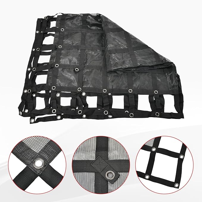 Heavy Duty 81" x 96" Truck Bed Cargo Net with Adjustable Cam Buckles & S-Hooks & Cross Strap,6.75' x 8' Cargo Net with 1500LBS Capacity for Pickup Truck Bed Trailer SUV Jeeps