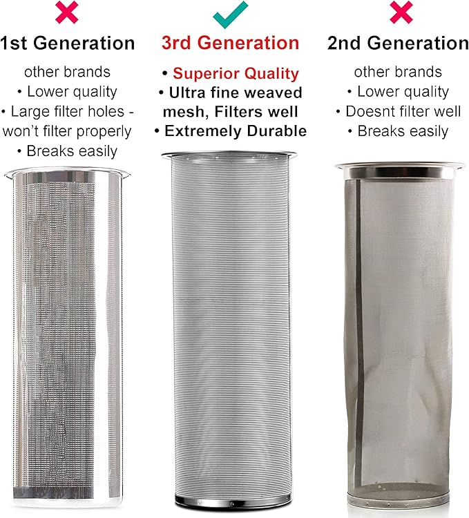 1 Gallon Cold Brew Coffee Maker - 3rd Generation Fine Mesh Filter - Stainless Steel Spigot - Extra Thick Large Glass Mason Jar Drink Dispenser Carafe, Iced Coffee Maker & Sun Tea Pitcher with Infuser.