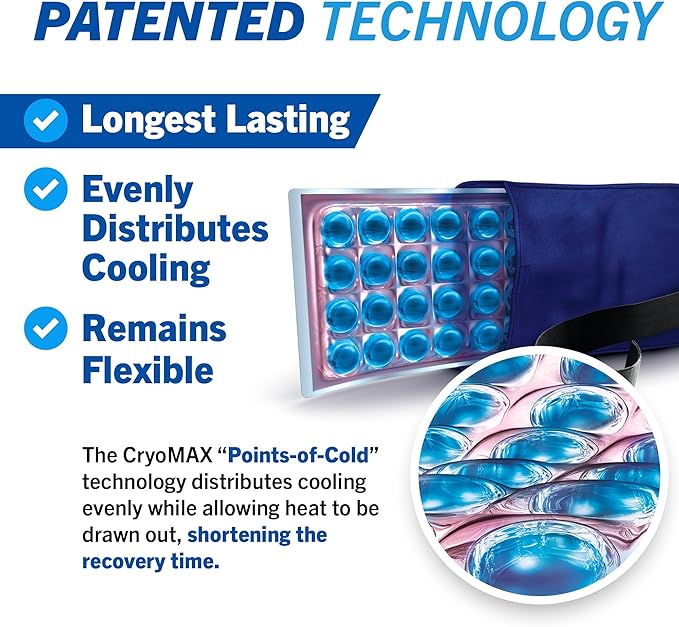 CryoMAX Cold Pack, Reusable, Latex Free, 8 Hour Cold Therapy, Large, 12" x 12" (1 Count)