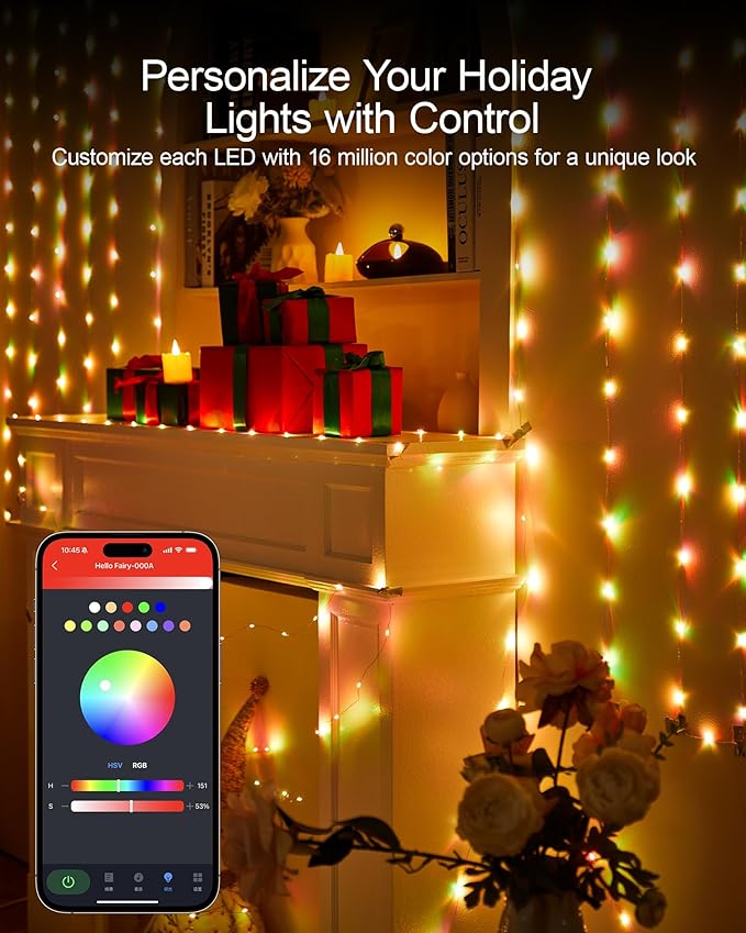 Fairy Lights 32.8 ft USB Powered RGB String Lights with Remote & APP Control, 8 Modes, Waterproof Copper Wire LED Twinkle Lights, Timer Function, Ideal for Christmas, Weddings, and Parties