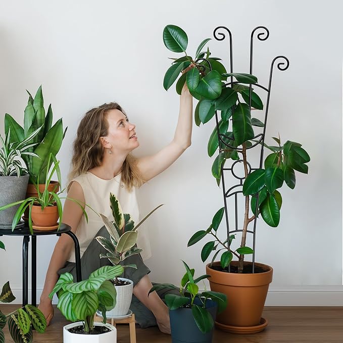 32.6in Plant Trellis for Climbing Plants Indoor, Expandable Large Metal Trellis for Potted Plants, Heavy-Duty Tall Pothos Plant Climber Support for Ivy Pothos Hoya Monstera, 4P