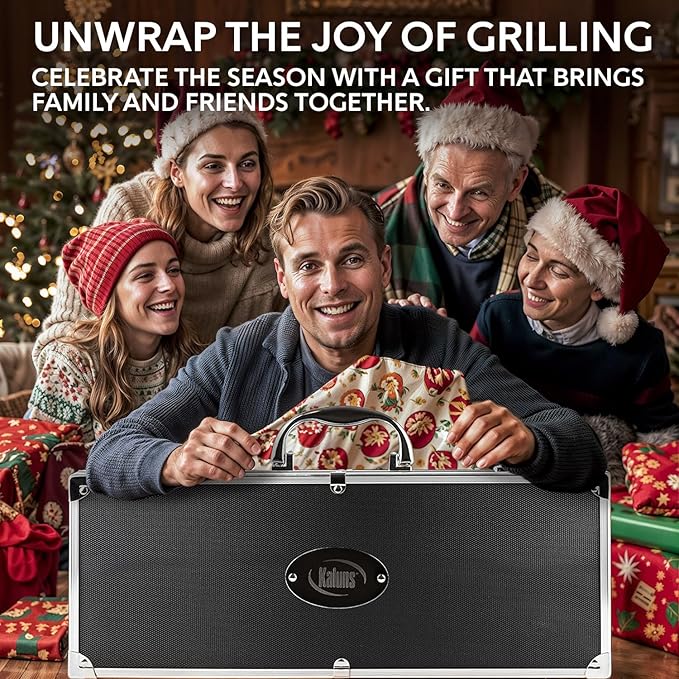 Kaluns Grilling Accessories, Dad Gifts for Christmas Grilling Gifts, Heavy Duty Stainless Steel Grill Set BBQ Grill Accessories for Outdoor Grill with Aluminum Case and Apron, Best Gifts for Men Dad
