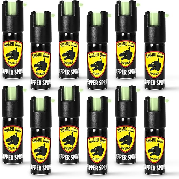 Guard Dog Security Self Defense Pepper Spray Glow in The Dark, OC Spray, UV Dye, Twist Top, Compact Size Self Defense Tool for Women and Men, Police Grade Formula, Up to 16 Feet Long Range